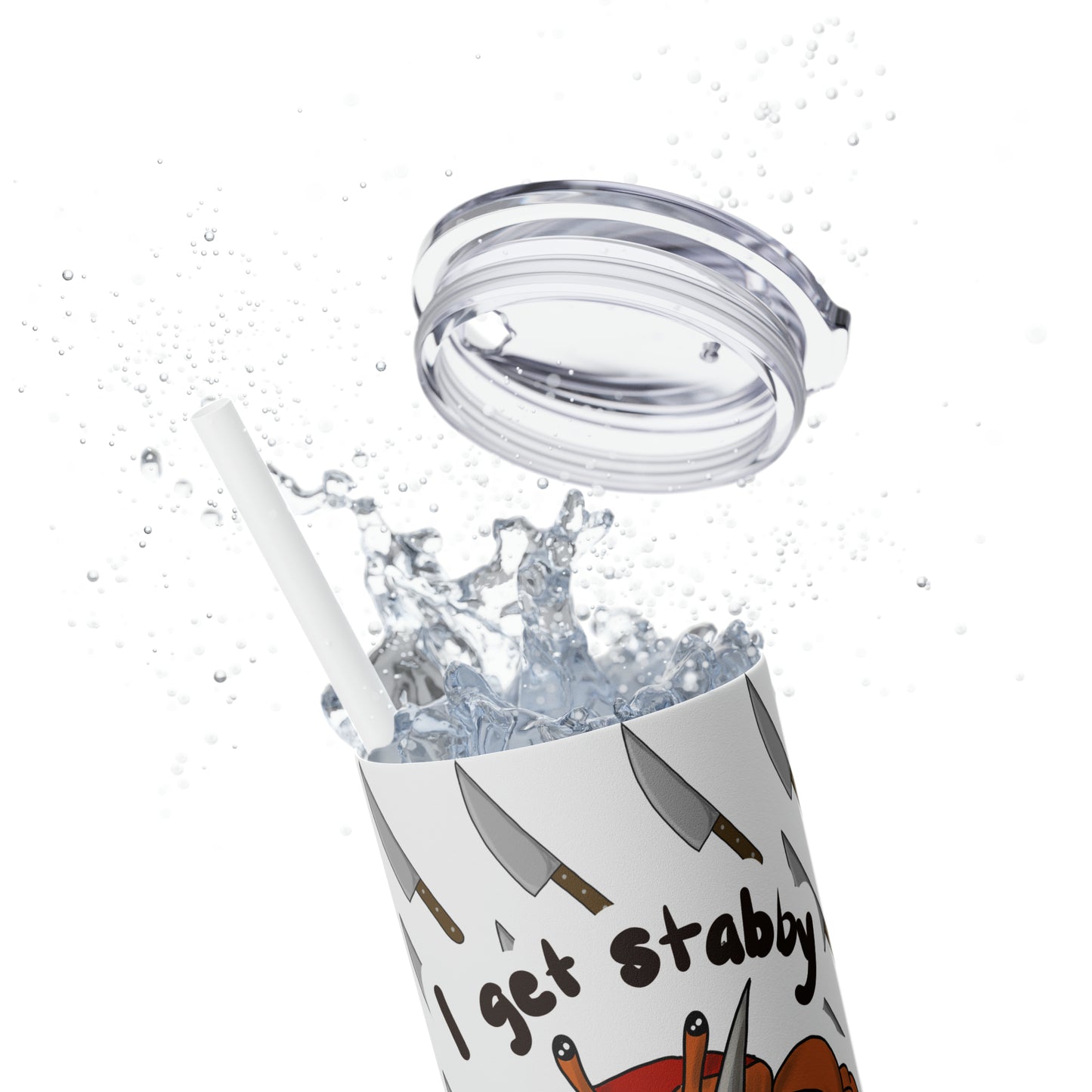 Stabby Crabby Skinny Tumbler with Straw, 20oz