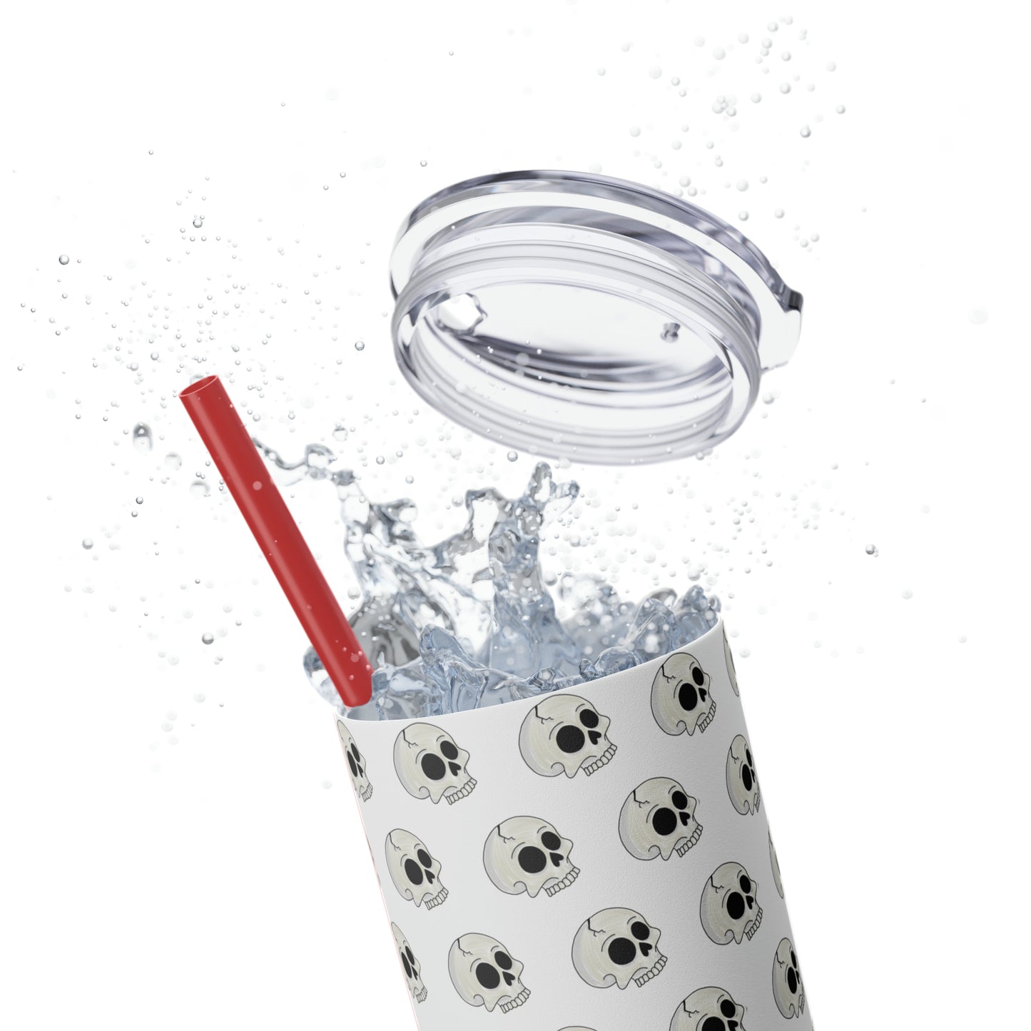 Skull Skinny Tumbler with Straw, 20oz