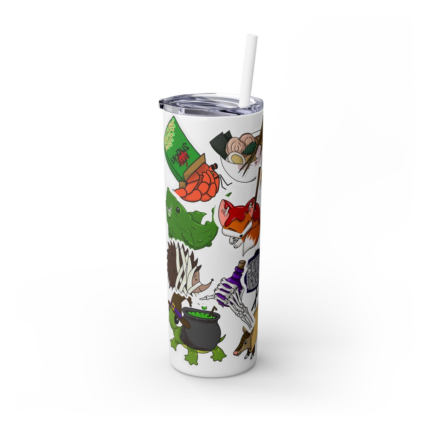 Faux Sticker Skinny Tumbler with Straw, 20oz