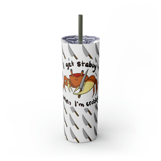 Stabby Crabby Skinny Tumbler with Straw, 20oz