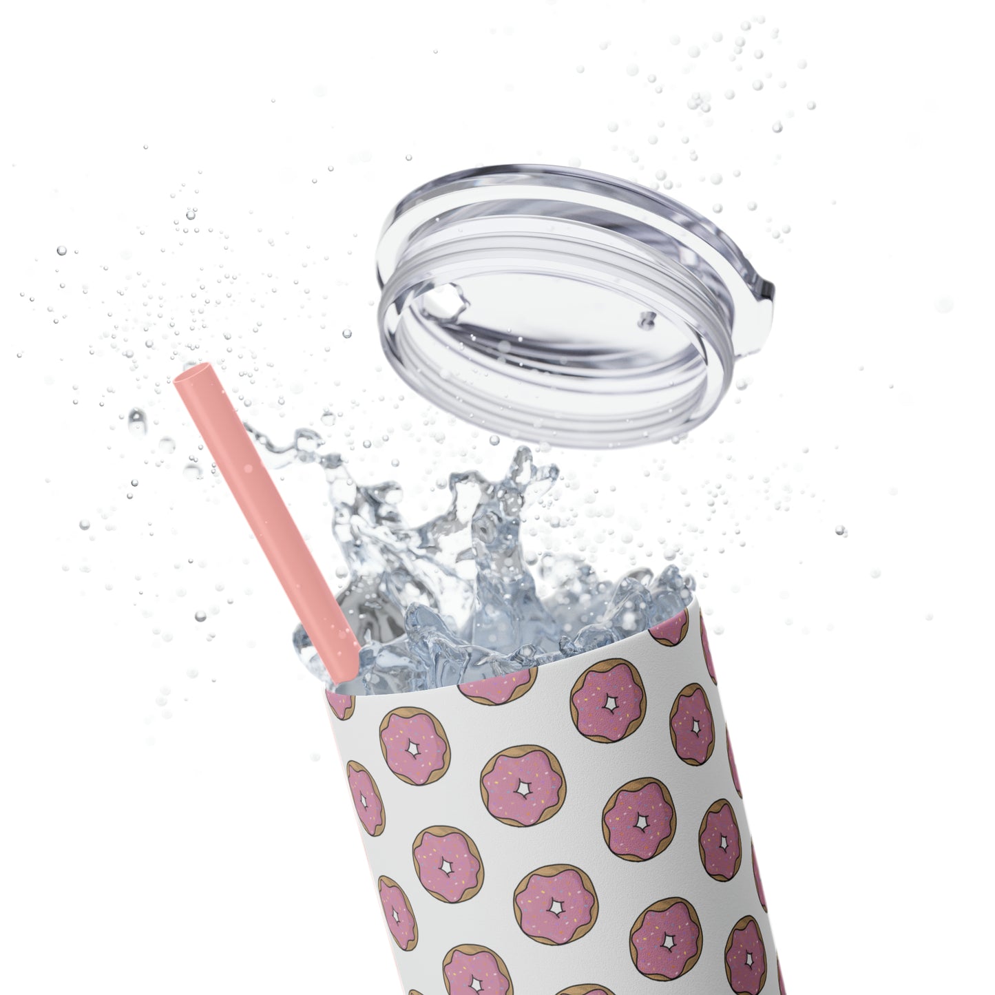 Donuts Skinny Tumbler with Straw, 20oz