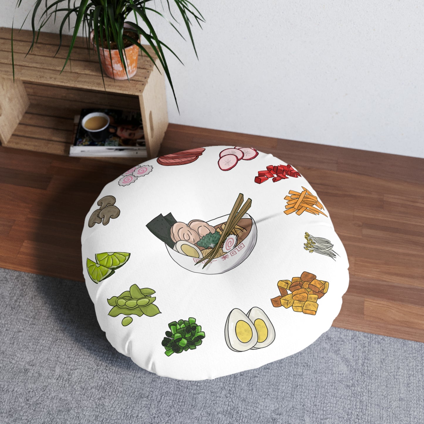 Ramen Time! Tufted Floor Pillow, Round