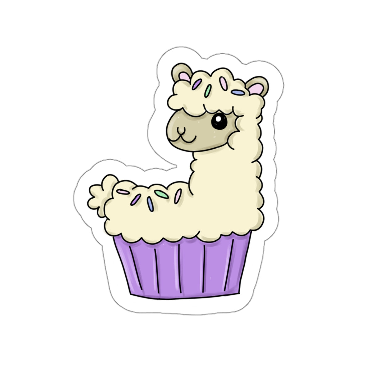 Vanilla Llama Cake Kiss-Cut Sticker