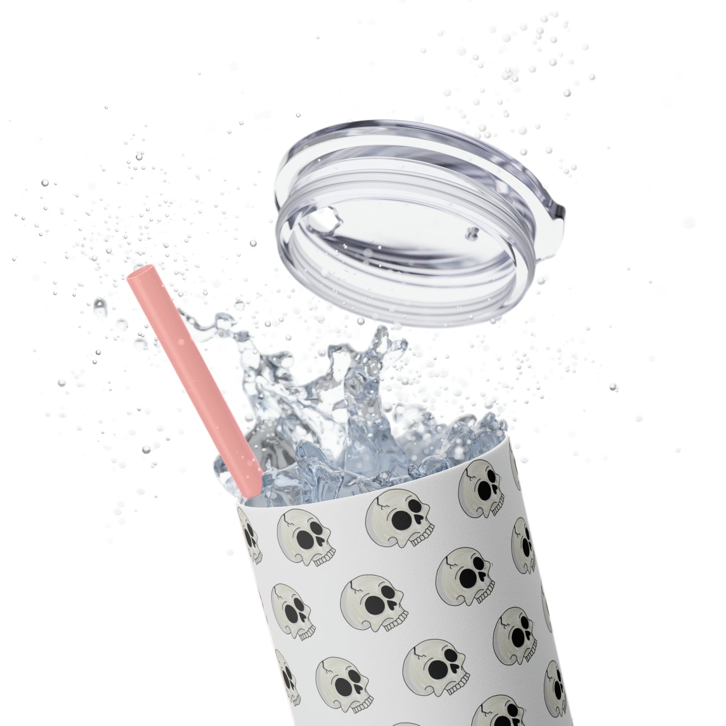 Skull Skinny Tumbler with Straw, 20oz