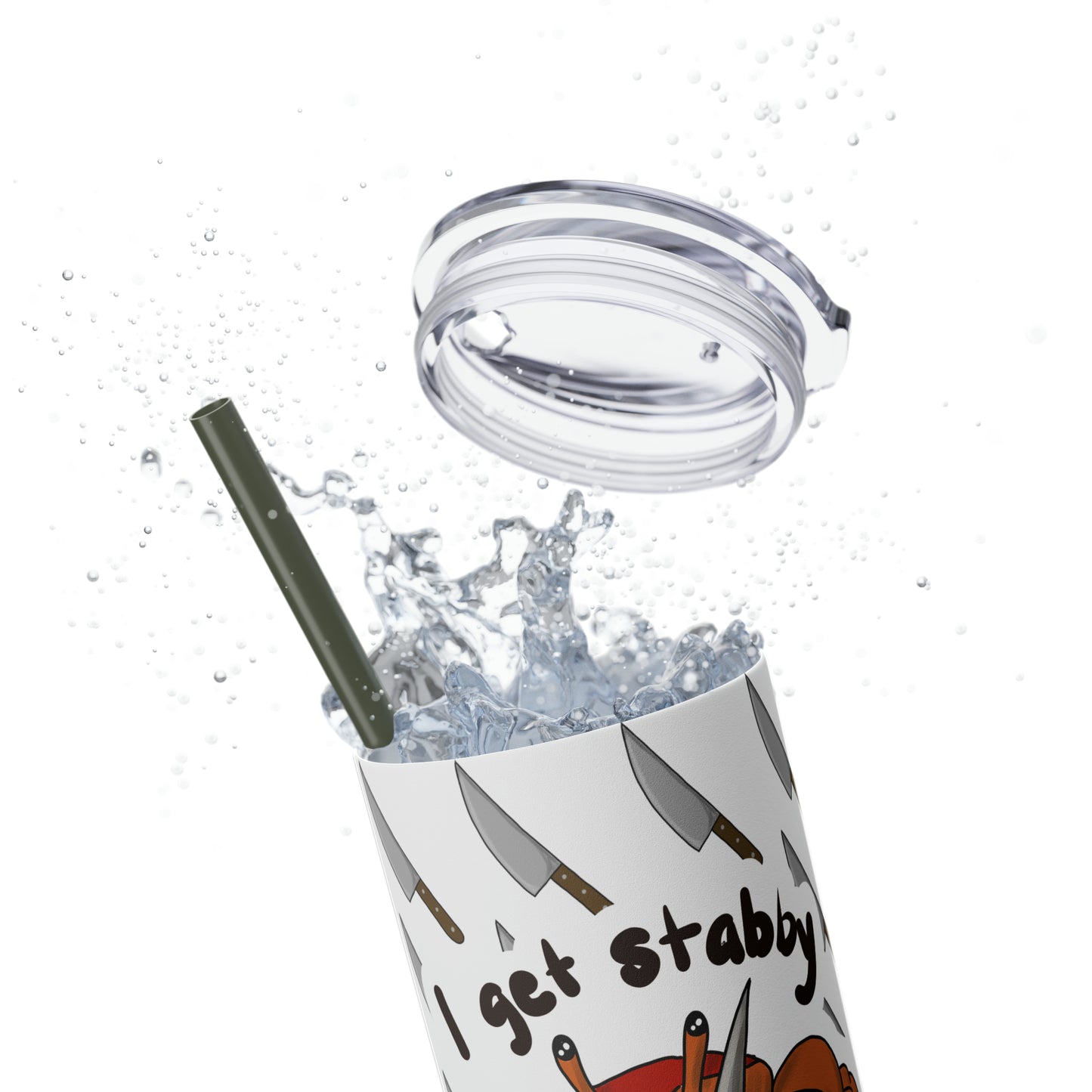 Stabby Crabby Skinny Tumbler with Straw, 20oz