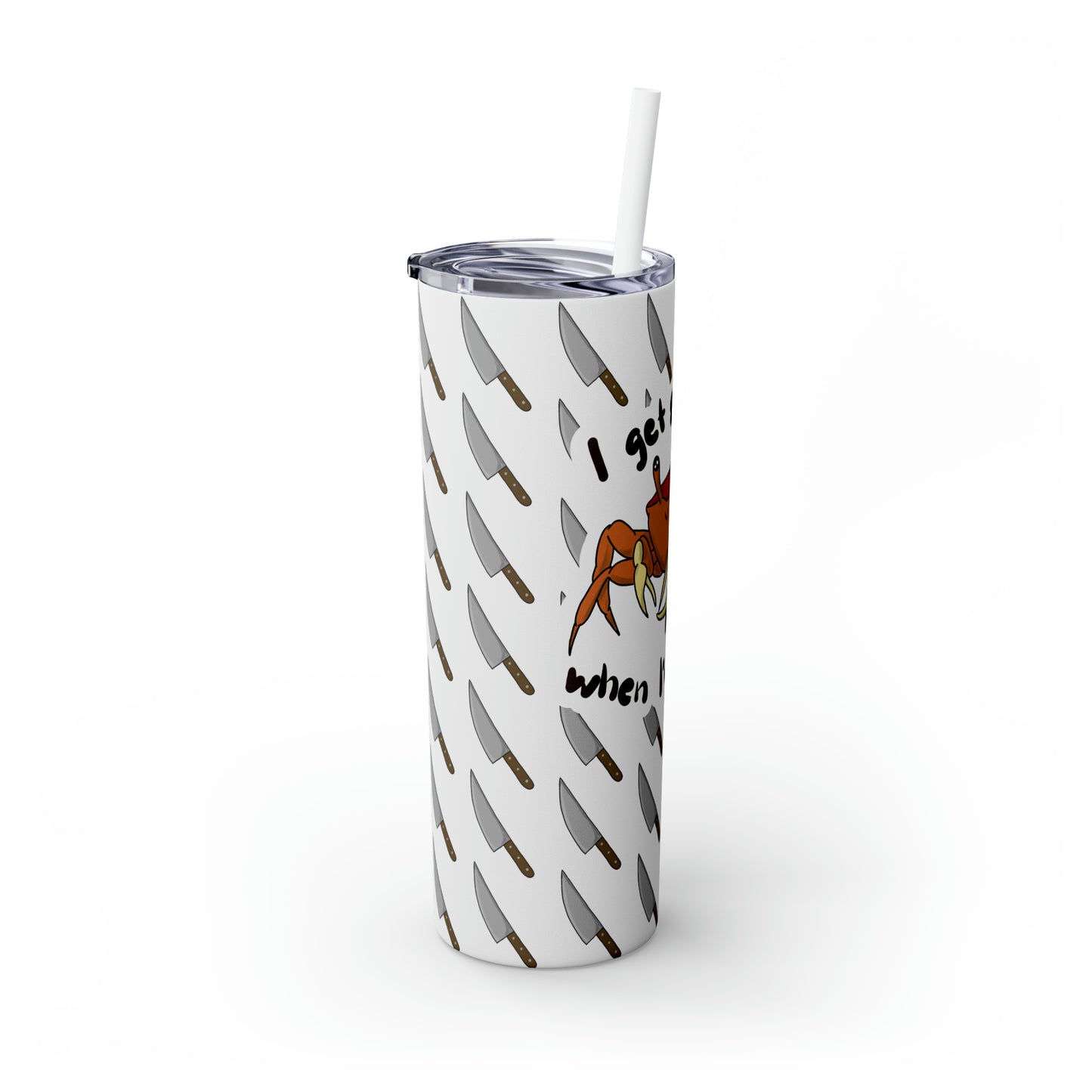 Stabby Crabby Skinny Tumbler with Straw, 20oz