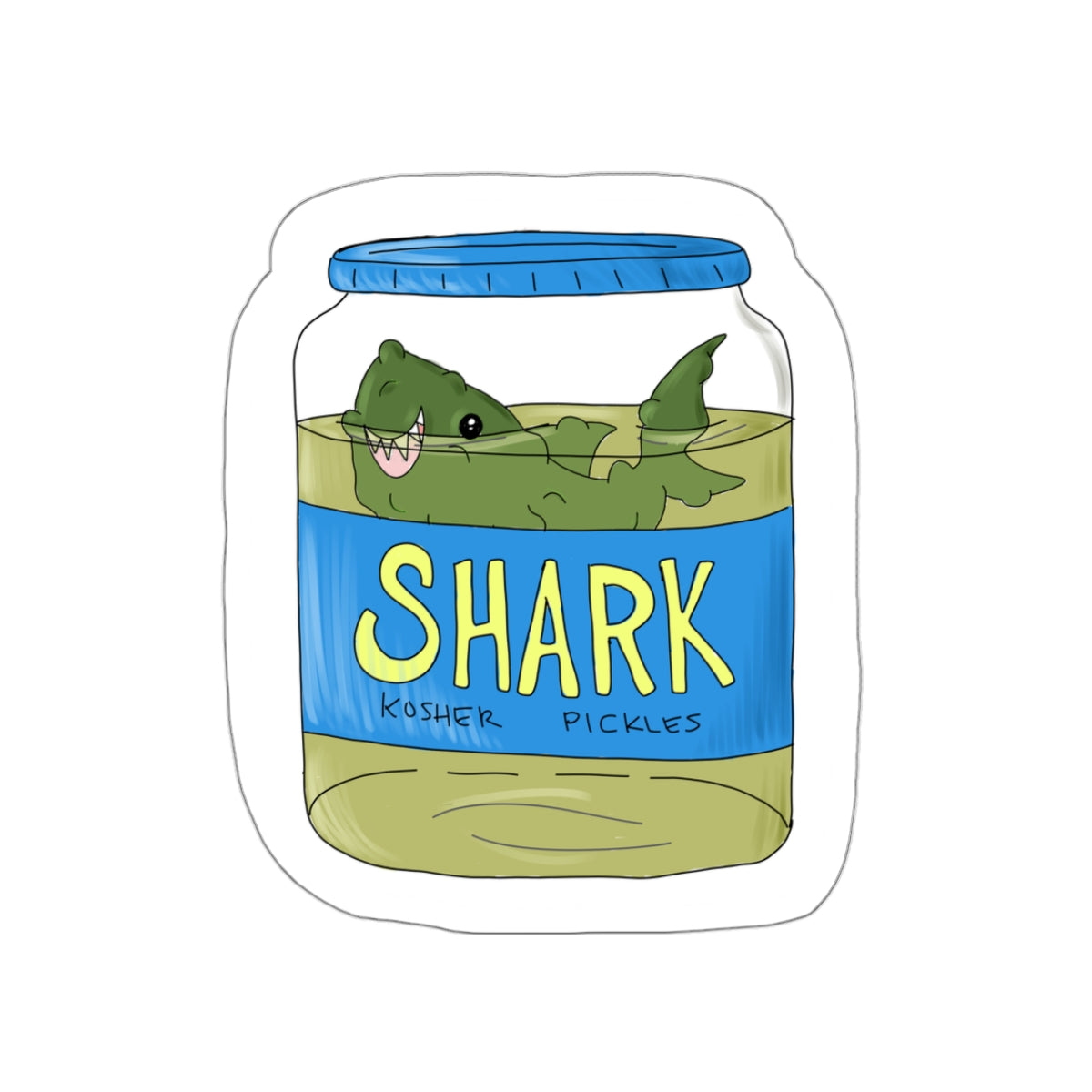 Pickle Jar Shark Kiss-Cut Sticker