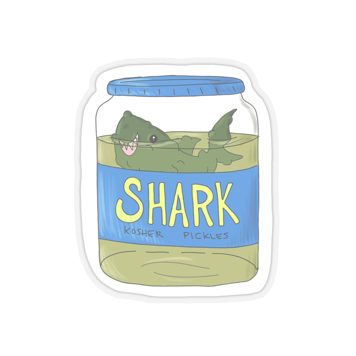 Pickle Jar Shark Kiss-Cut Sticker