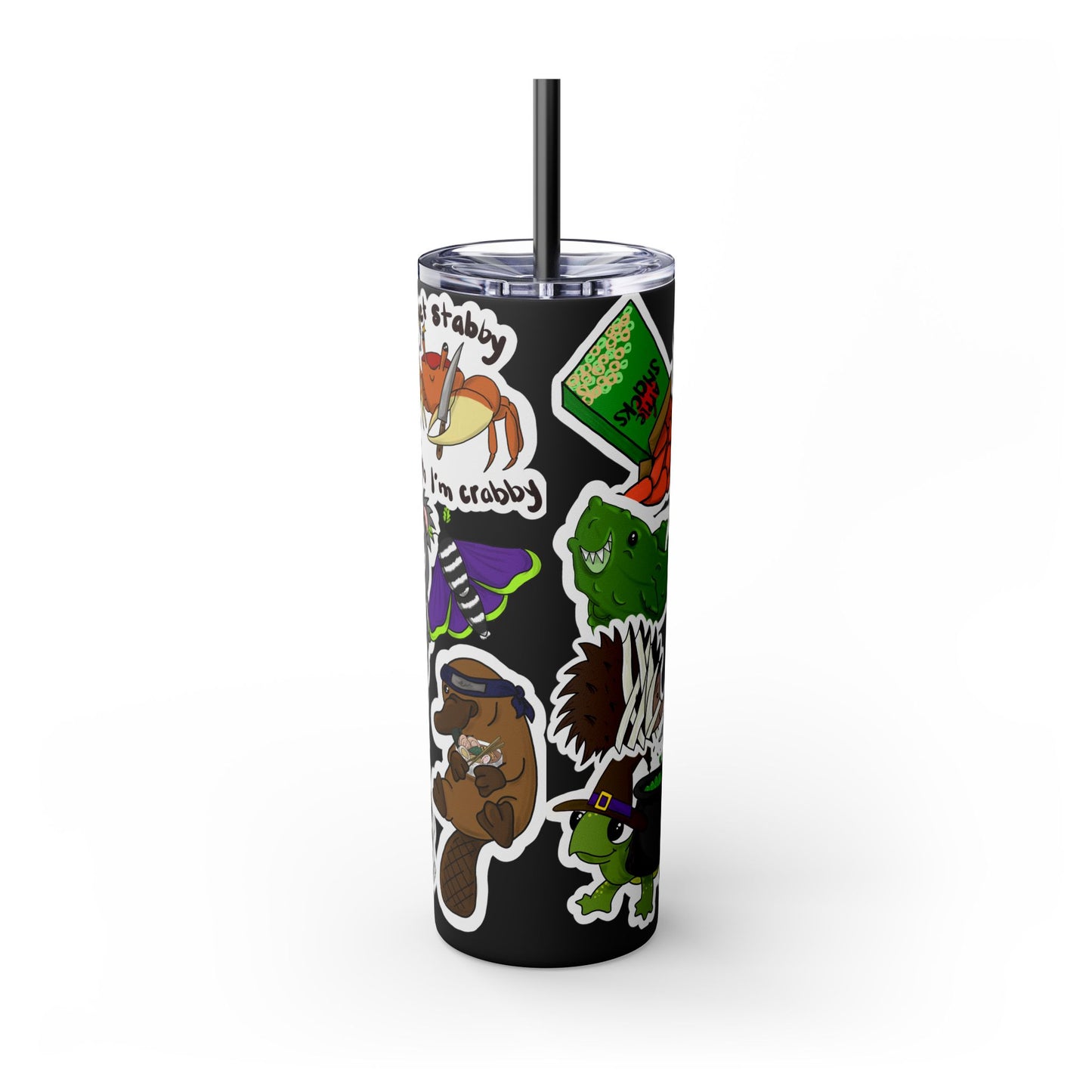 Faux Sticker Skinny Tumbler with Straw, 20oz