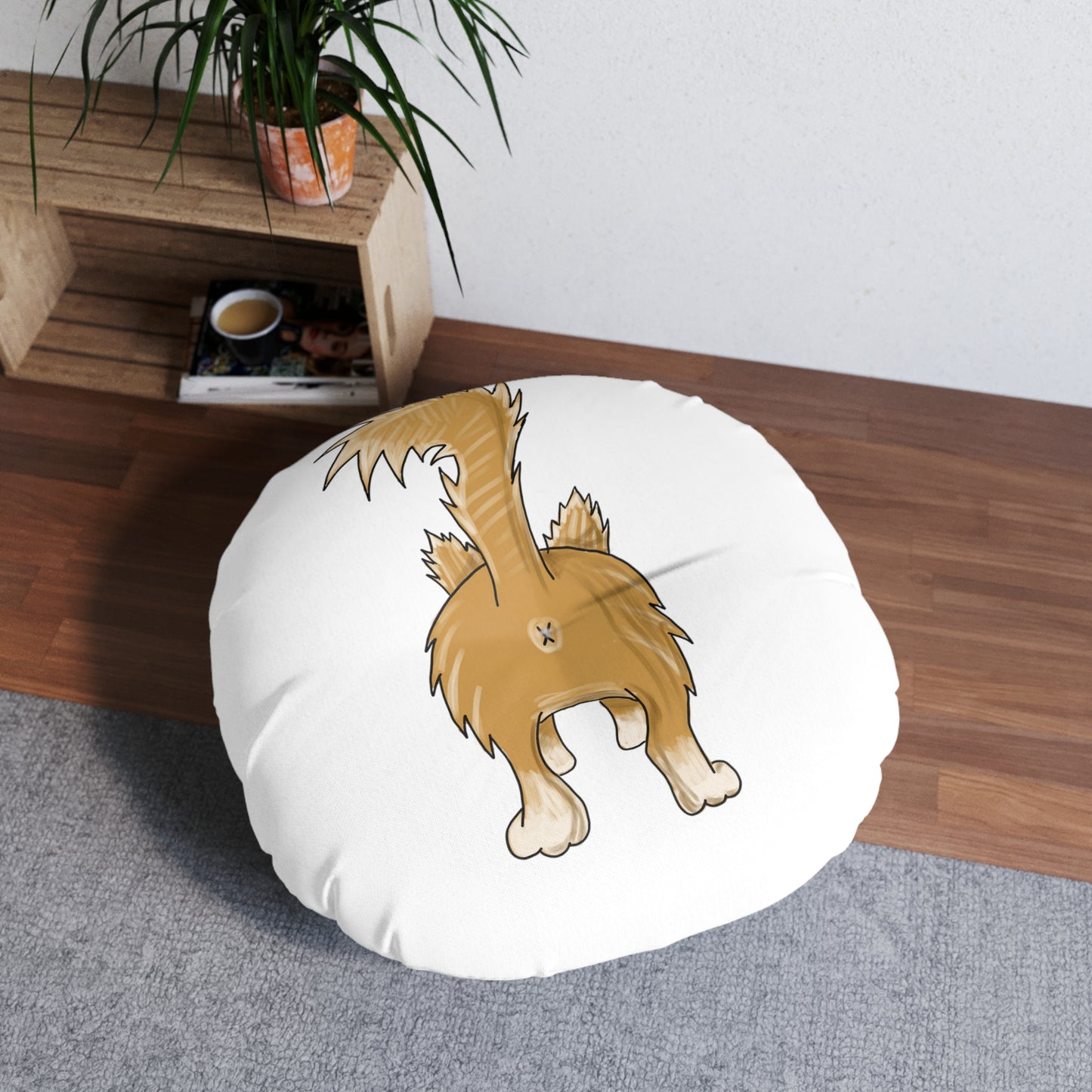 Cat Butt Tufted Floor Pillow, Round