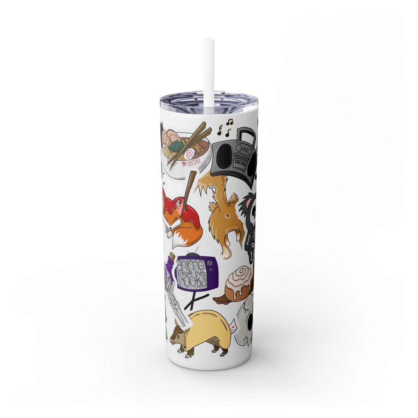 Faux Sticker Skinny Tumbler with Straw, 20oz