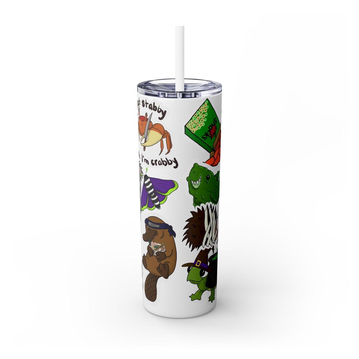 Faux Sticker Skinny Tumbler with Straw, 20oz