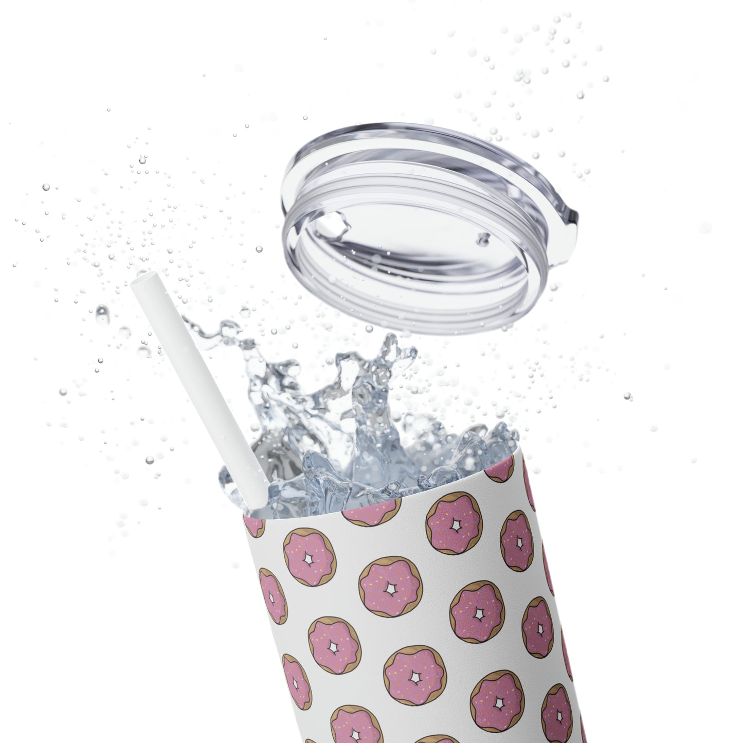 Donuts Skinny Tumbler with Straw, 20oz