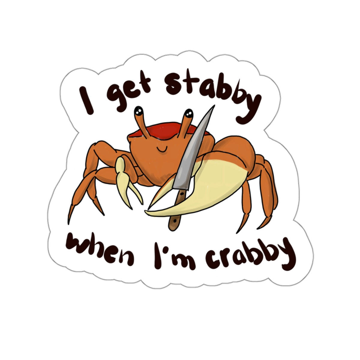 Stabby Crabby Kiss-Cut Sticker