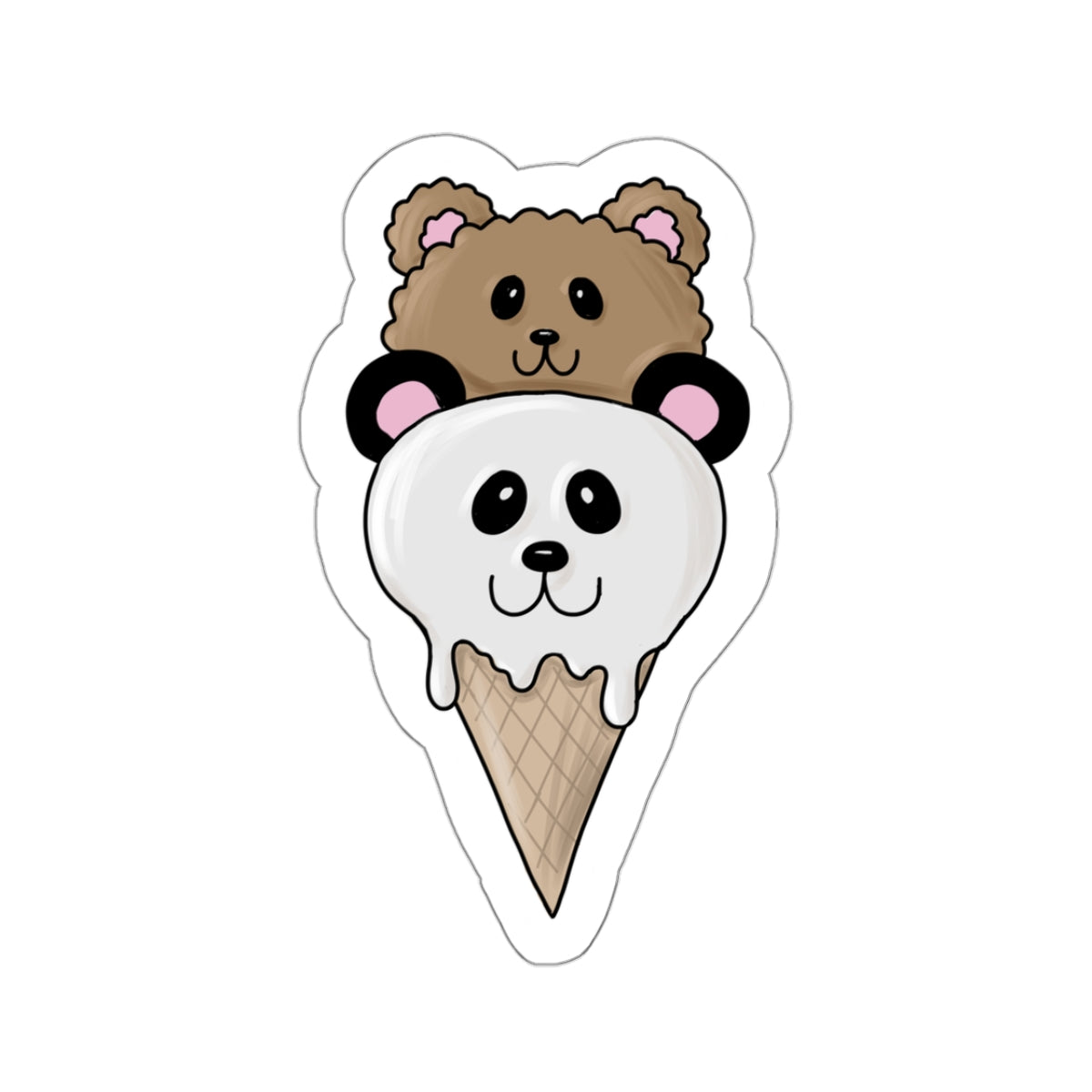 Ice Cream Bears Kiss-Cut Sticker