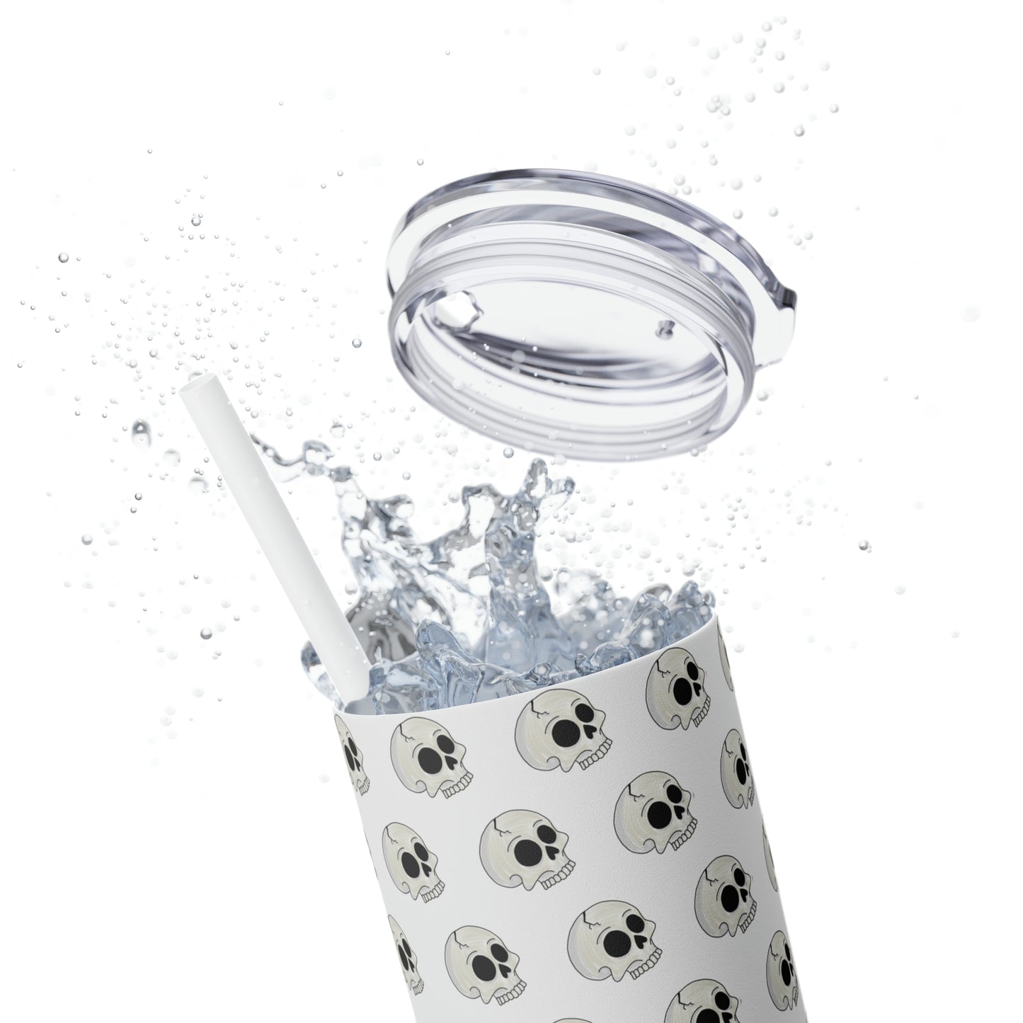 Skull Skinny Tumbler with Straw, 20oz