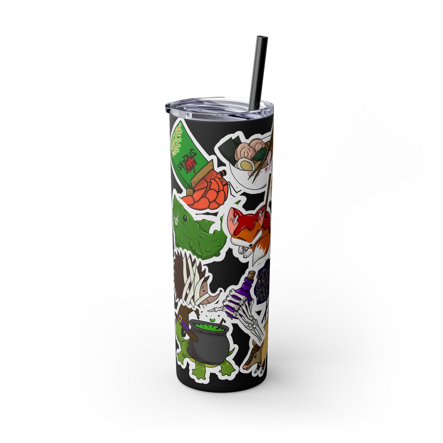 Faux Sticker Skinny Tumbler with Straw, 20oz