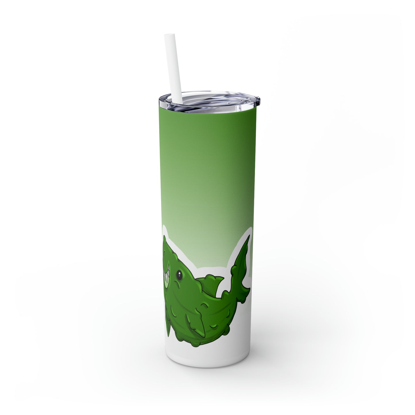 Pickle Shark Skinny Tumbler with Straw, 20oz