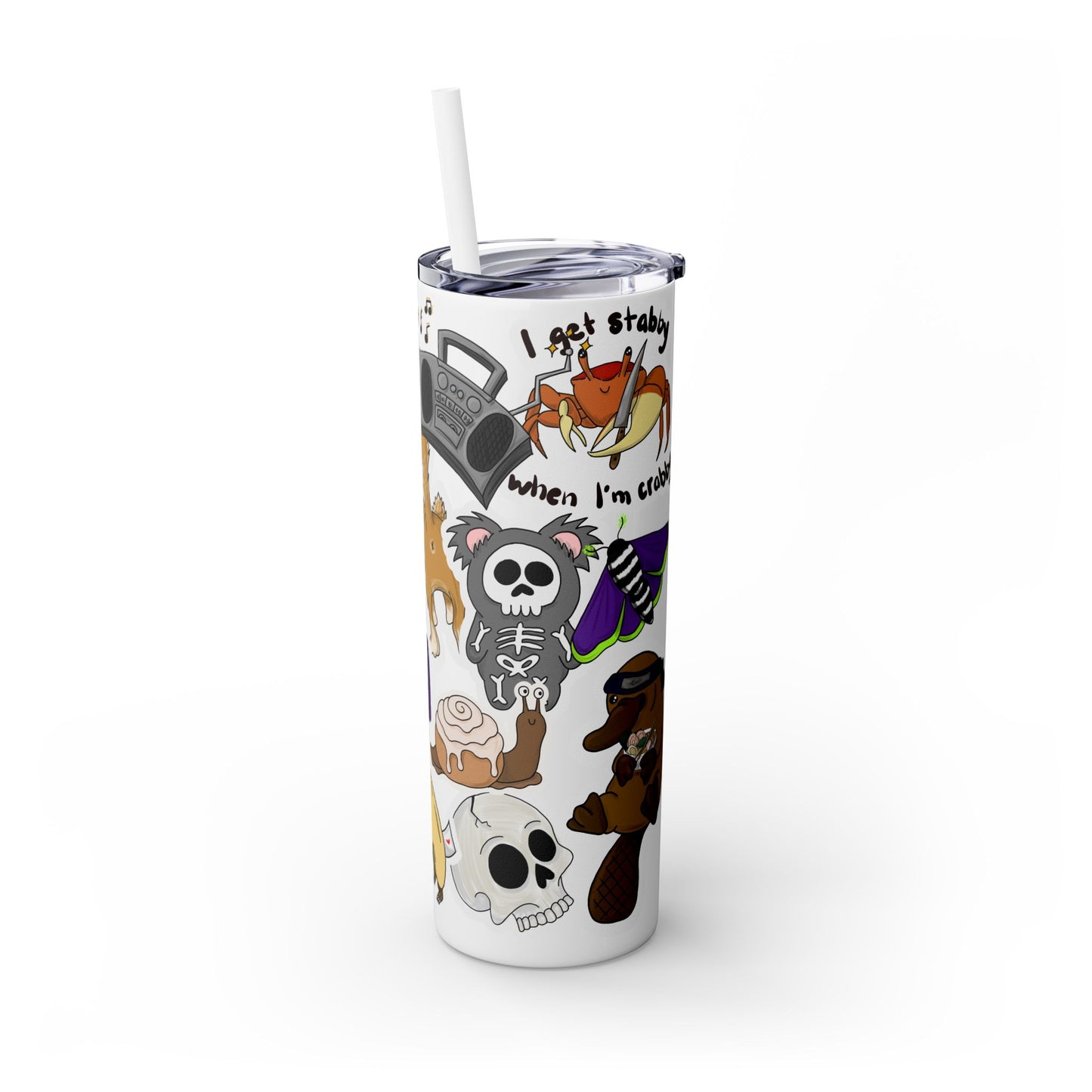 Faux Sticker Skinny Tumbler with Straw, 20oz